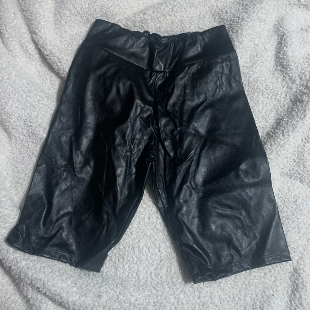 ⭐️Black Faux Leather Bike Shorts S NWOT